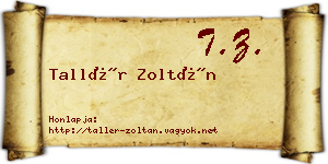 Tallér Zoltán névjegykártya